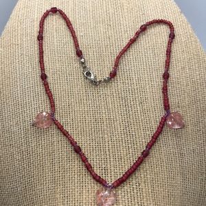 Rose Pink Quartz Tear Drop Necklace